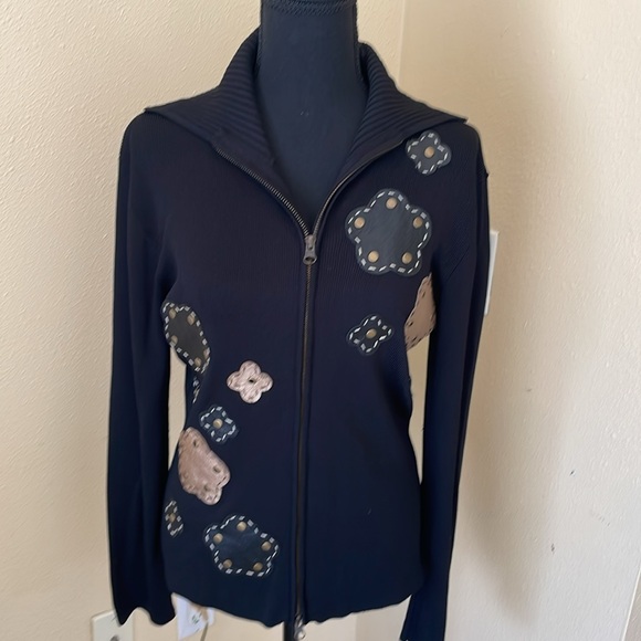 BNWOT Michelle Nicole of New York BLACK sweater zip up - Picture 4 of 5